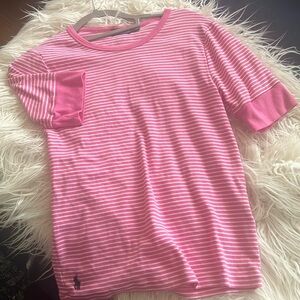 Polo pink striped tee Large